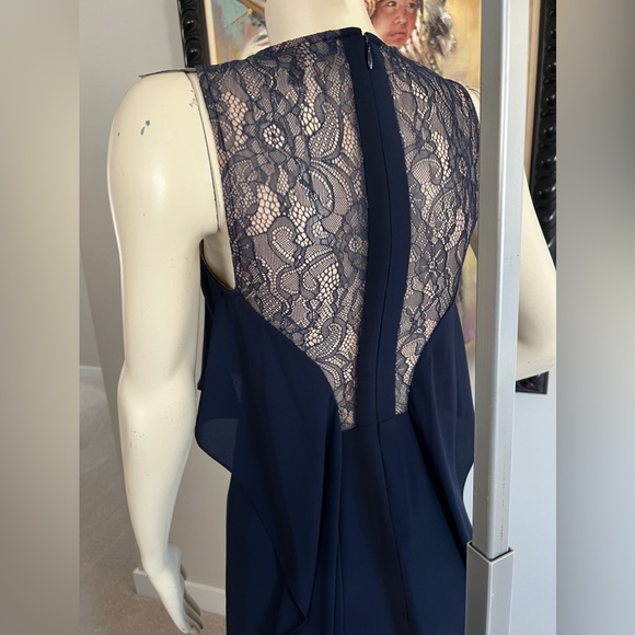 NEW BCBGMAXAZRIA Sleeveless Cascading Back Ruffle Gown - Picture 7 of 14